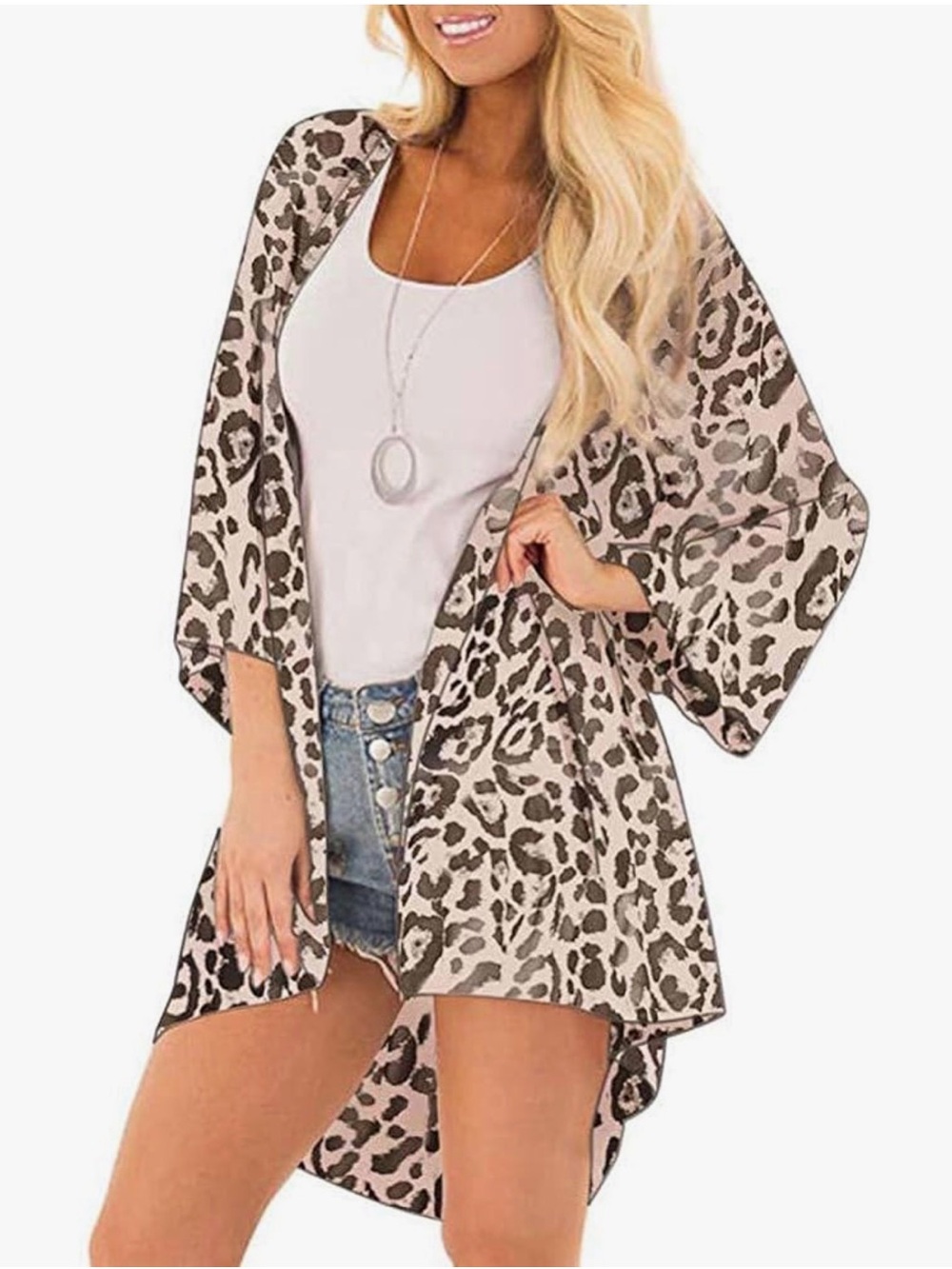 Leopard Print V-Neck Tunic Top - Black & Cream
